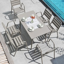 户外桌椅组合方圆两用室内外露天咖啡奶茶店休闲餐桌摆铁艺子