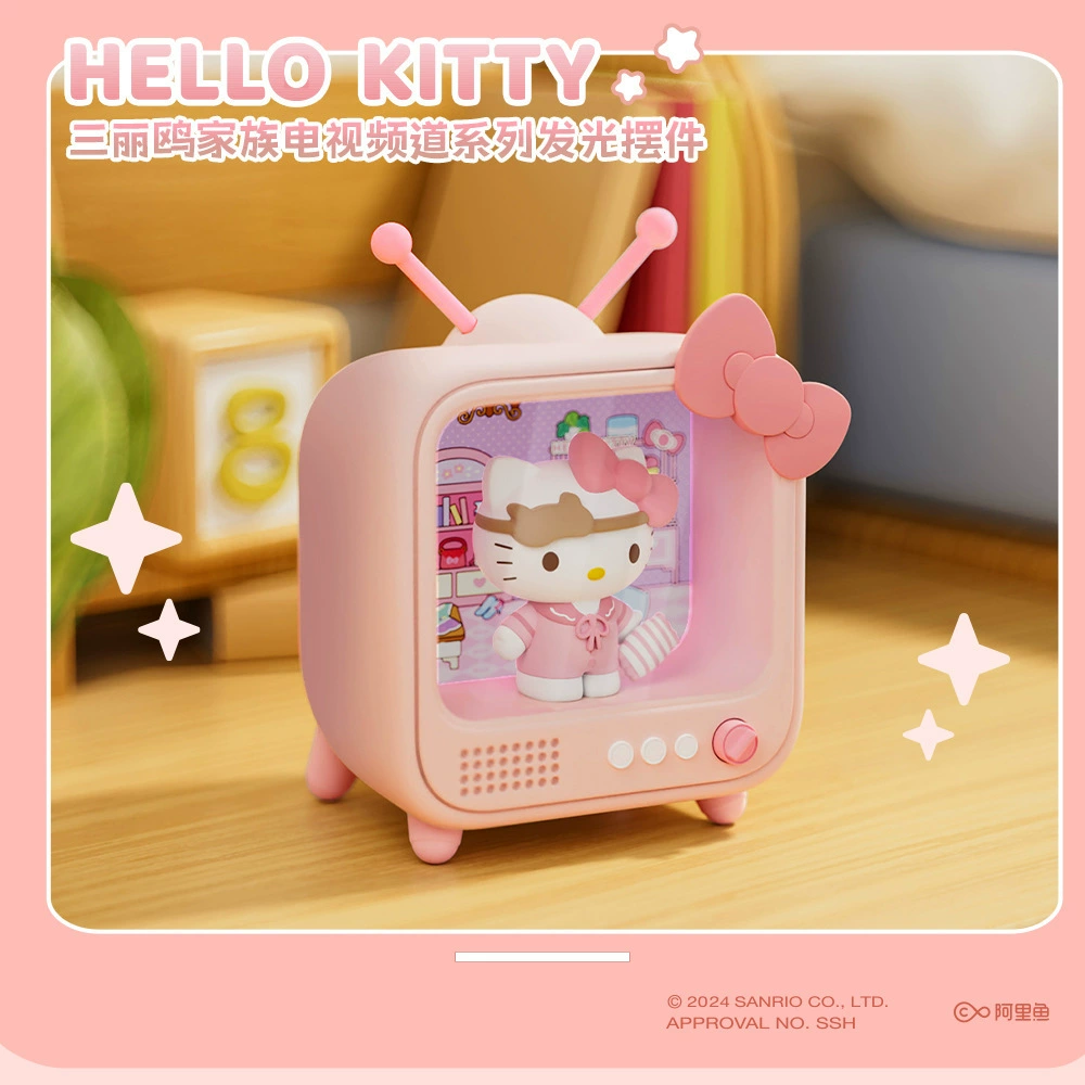 LED Night Light Ornament Sanrio, moon-shaped cute characters, glowing bedside gift