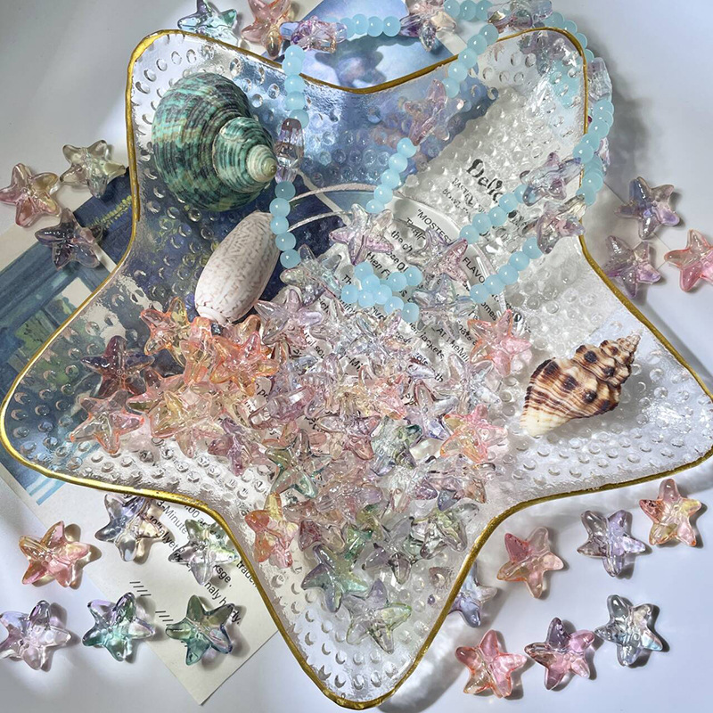 批发15mm琉璃海星不规则五角星玻璃散珠diy手工制作手串项链材料