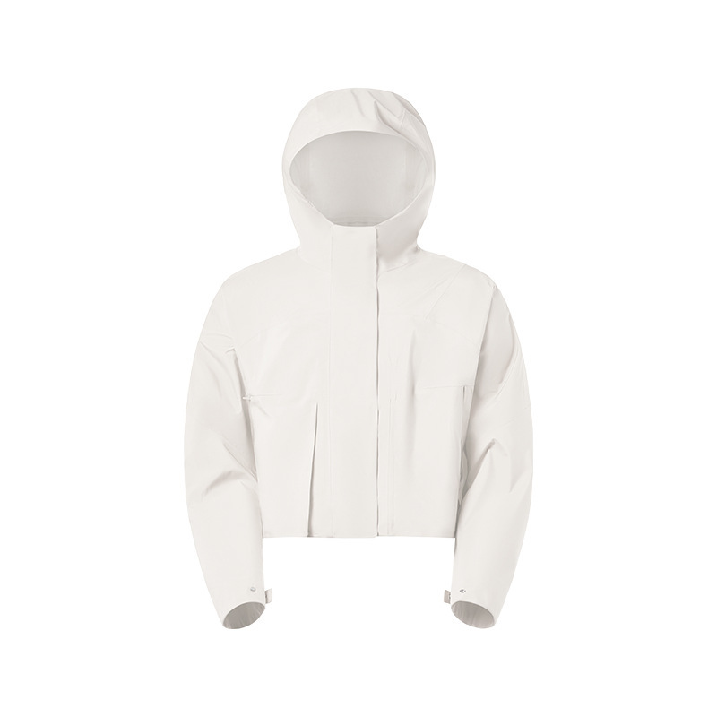 Moda caliente impermeable a prueba de viento transpirable ropa de asalto de sellado térmico para mujeres caminando acampando ropa corta al aire libre con capuz