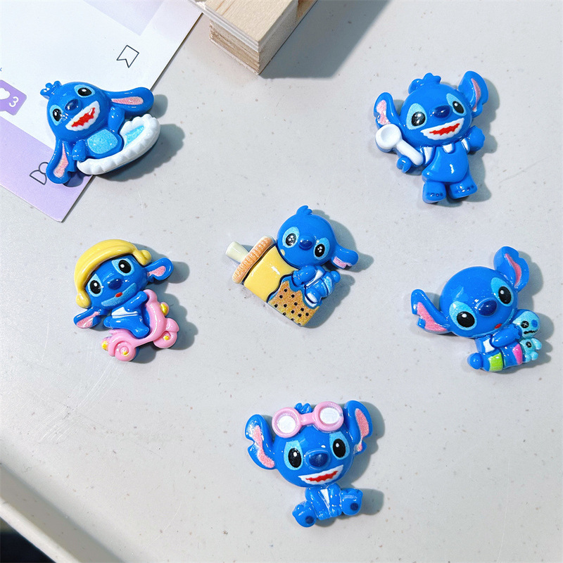 Cartoon Outdoor Paradise Stitch Resin Jewelry Accessories DIY Cream Glue Mobile Phone Case Hairpin Hole Shoe Patch