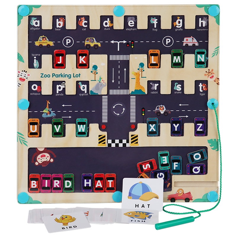 Cross-border new children's early education puzzle magnetic letter letters find position cognitive matching new moving car game spell