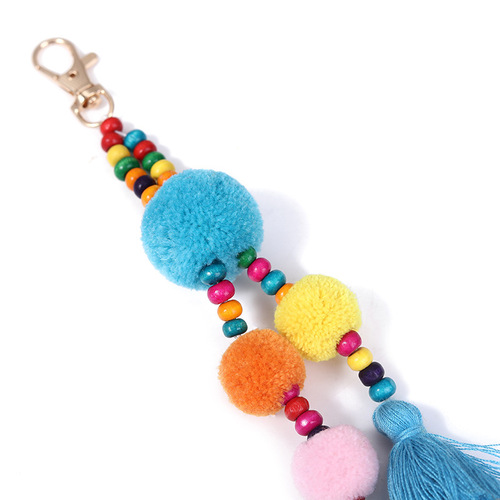 Creative diy jewelry accessories colorful fur ball tassel bag pendant keychain pendant clothing accessories wholesale