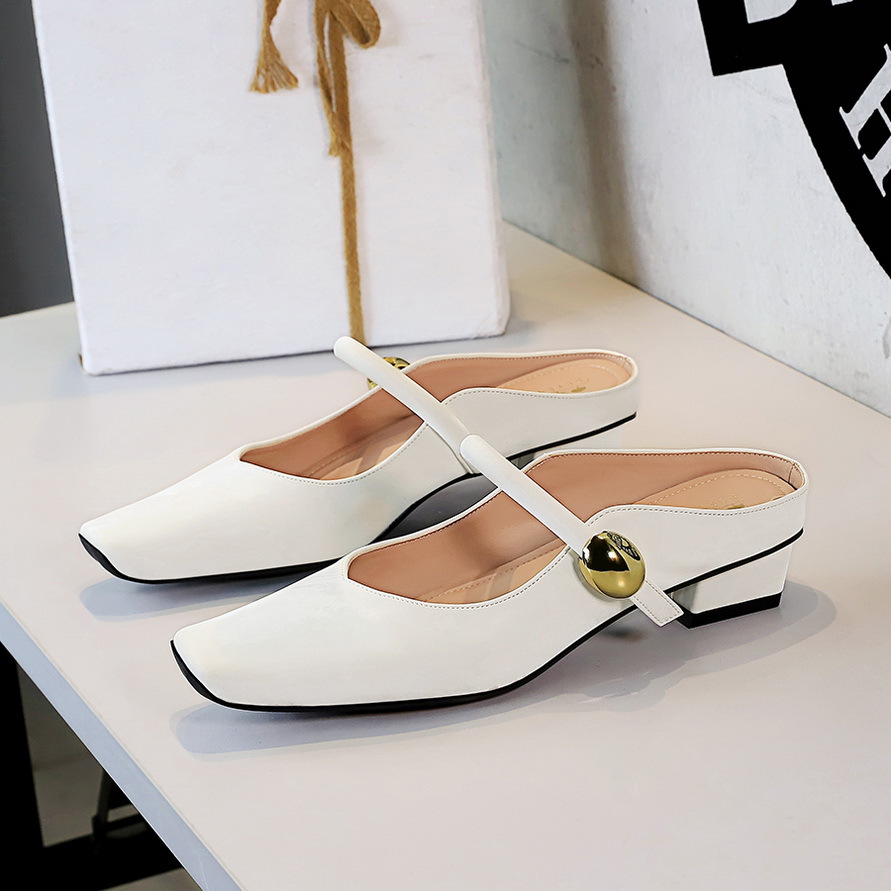 1062-1 European And American Style Shallow Half-slippers For Women, Chunky Low-heel Square-toed Mary Jane With A Single_vogvips.com