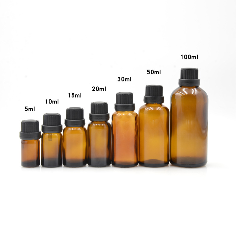 Botellas de vidrio ámbar para aceites esenciales | A prueba de luz, con gotero o bola rodante, lista para usar