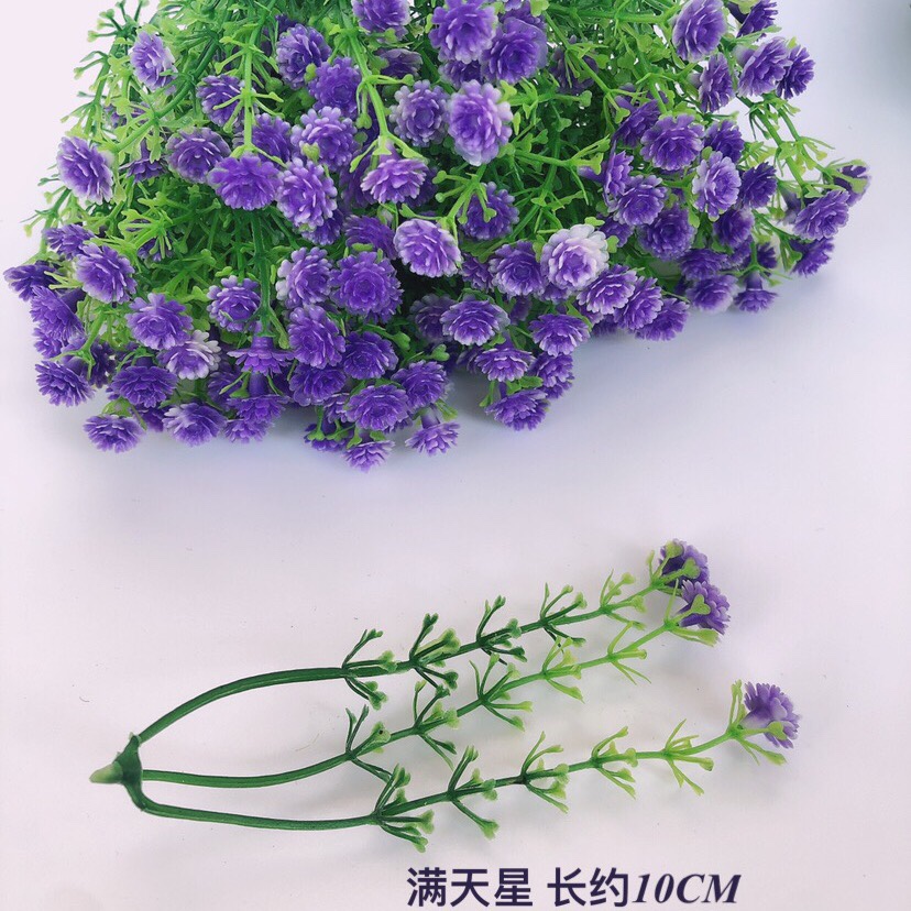 Ramo de mano Simulación Día de San Valentín Gypsophila Accesorios Plástico con flores y césped Ramo con césped y flores Materiales decorativos