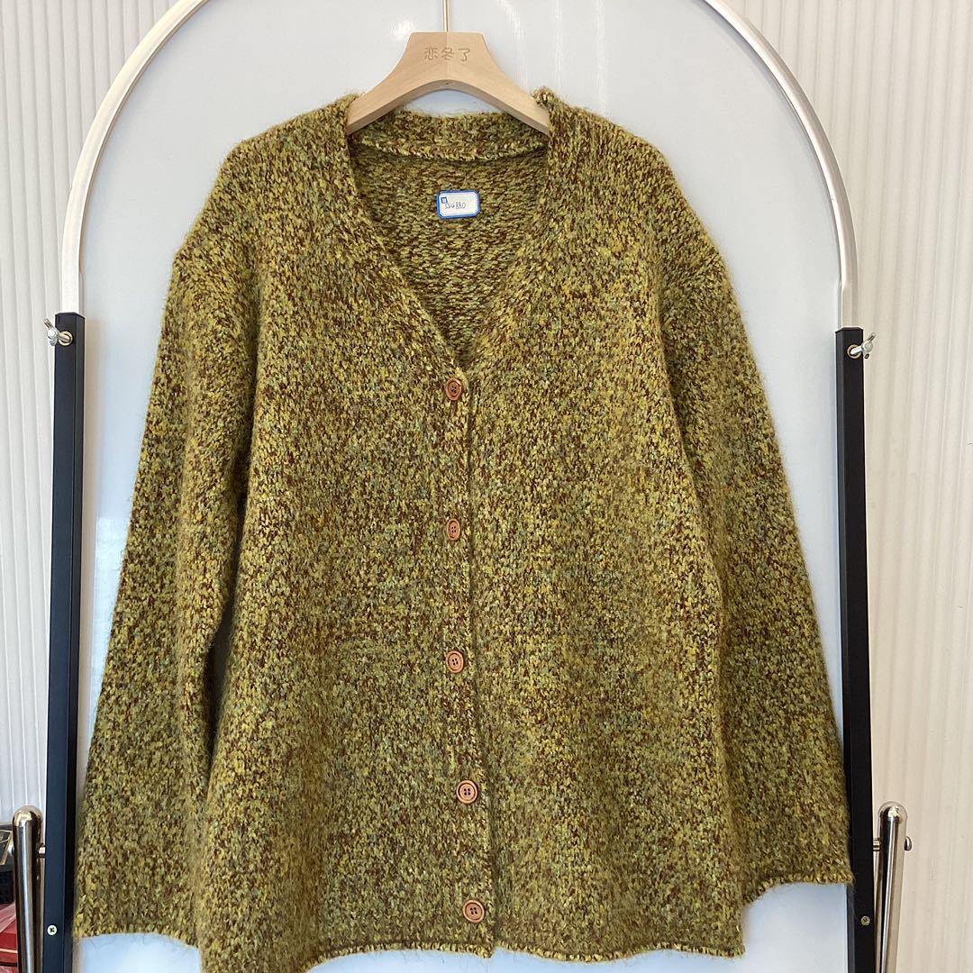 24 invierno Puyuan 2024 otoño y invierno nuevo estilo coreano suelto retro jersey cardigan suave glutinoso alto