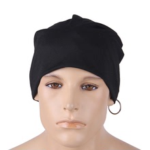 跨境铁环男士双层头巾帽子 亚马逊纯色嘻哈街舞包头帽新款化疗帽