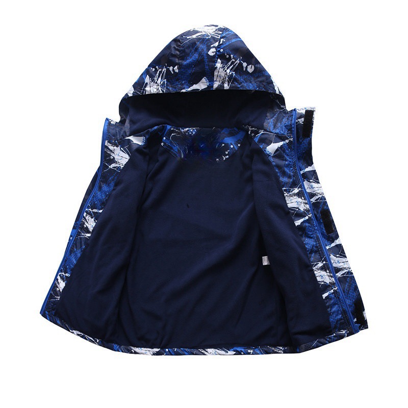 Cross-Border Children's Windbreaker Spring and Autumn New Boys' Jacket Medium and Large Children's Velvet Hooded Jacket