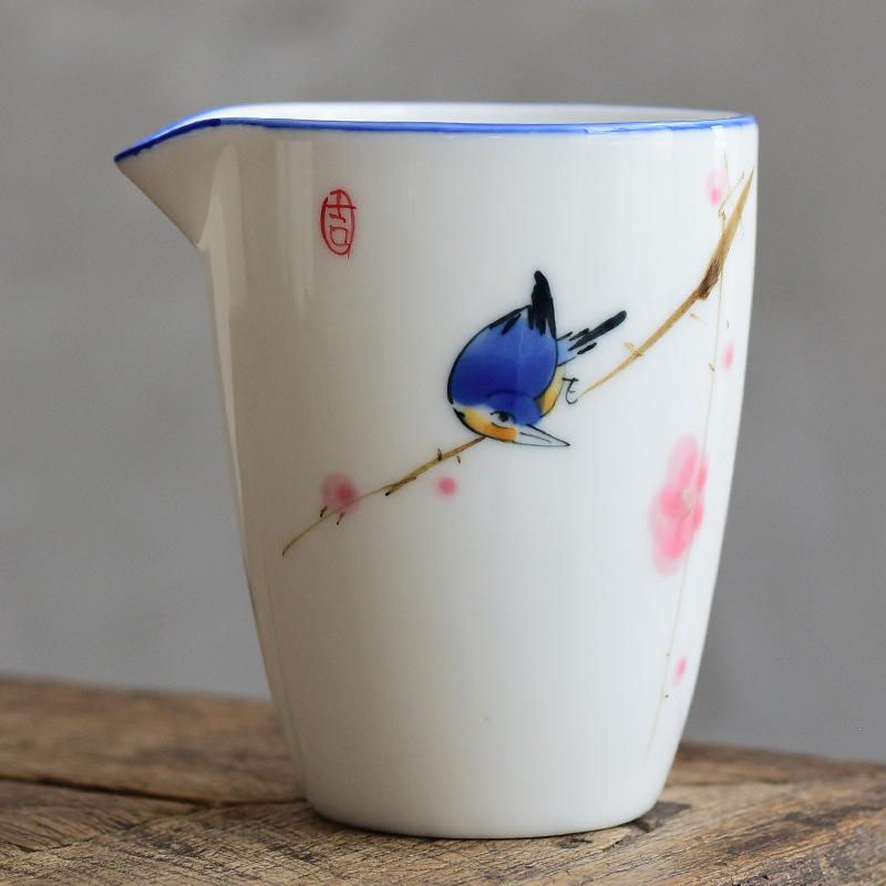 Pintado a mano justo taza de té dispensador de té hogar blanco porcelana cerámica uniforme taza de té japonés mar Kung Fu juego de té ceremonia del té Accesorios