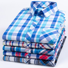 厂家直销夏季新款男士纯棉格子衬衫短袖薄款全棉中年衬衣有加大码