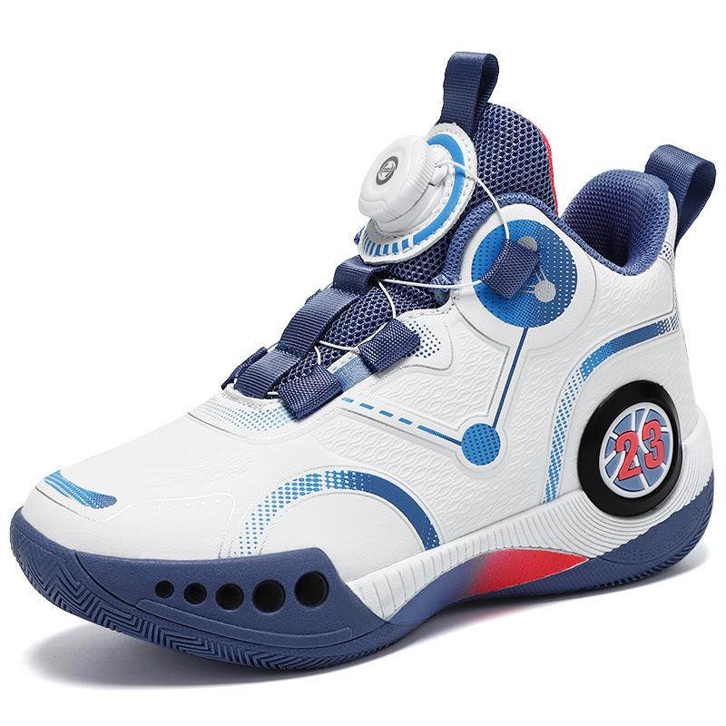 バスケットボールシューズ 新型レザー回転バックル 子供靴 ユースバスケットボールシューズ スポーツシューズ 親子実用スポーツシューズ|undefined