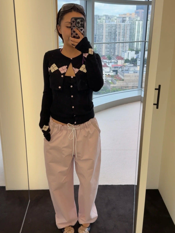 南油女装批发RA新品 轻松抽绳阔腿长裤25早秋简约休闲宽松牛仔裤|undefined