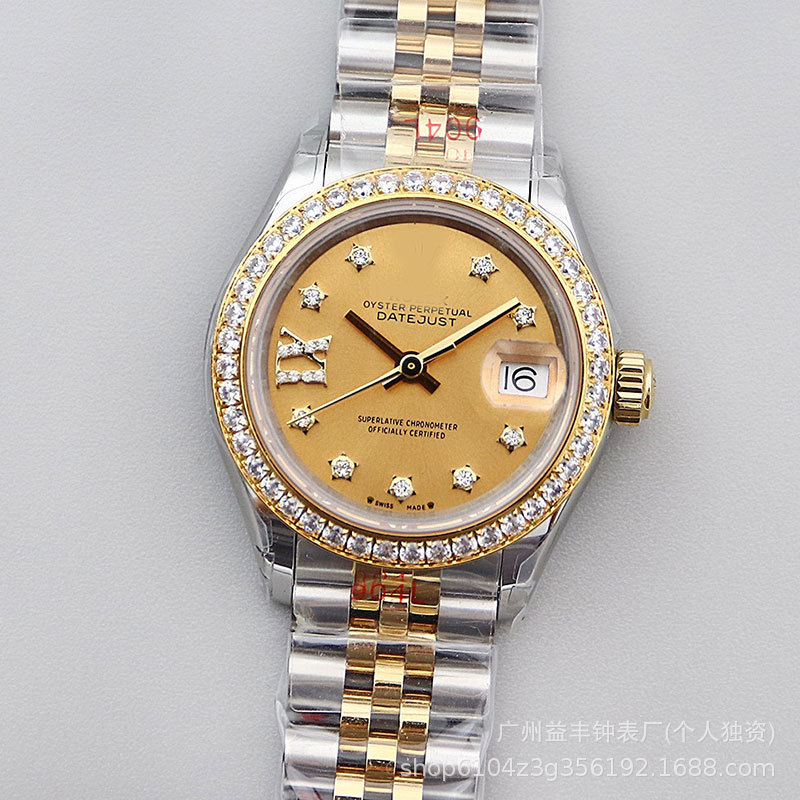 Gs Factory Oyster Perpetual Datejust Women's Watch 28mm Swiss Eta2671 Automatic Mechanical Diamond Ring Women's Watch