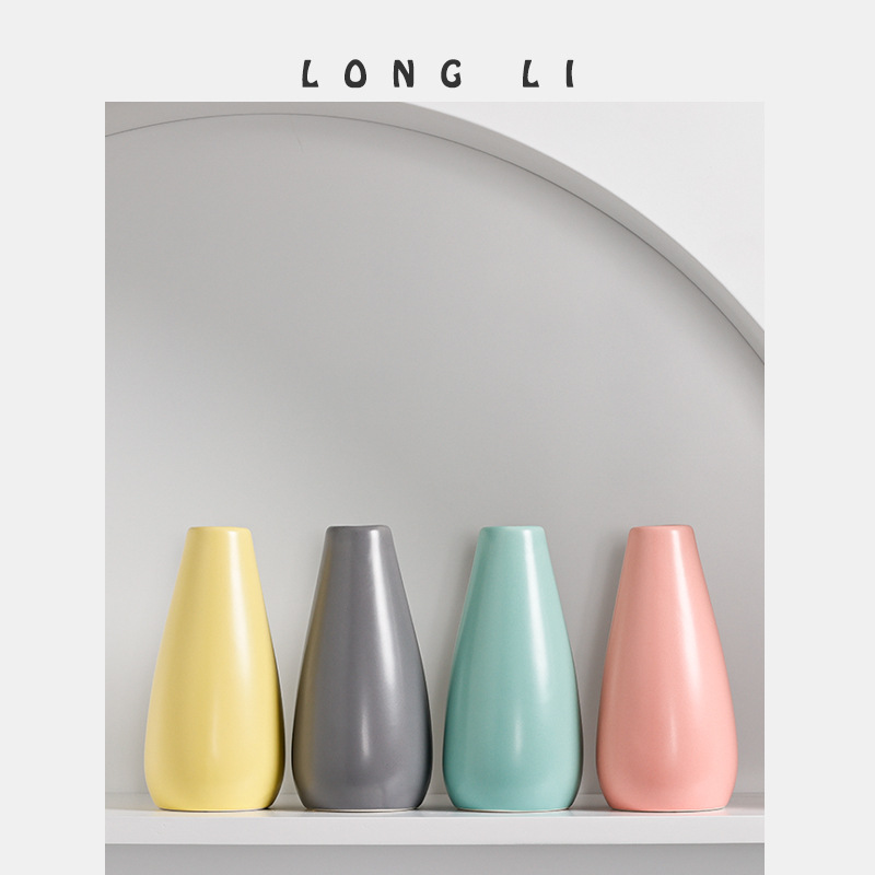 LONGLI Ceramic Vase, Ins Simple Japanese Style Home Living Room Entrance Ornament Decor Soft Furnishings Air Plant Hydroponic Flower Pot
