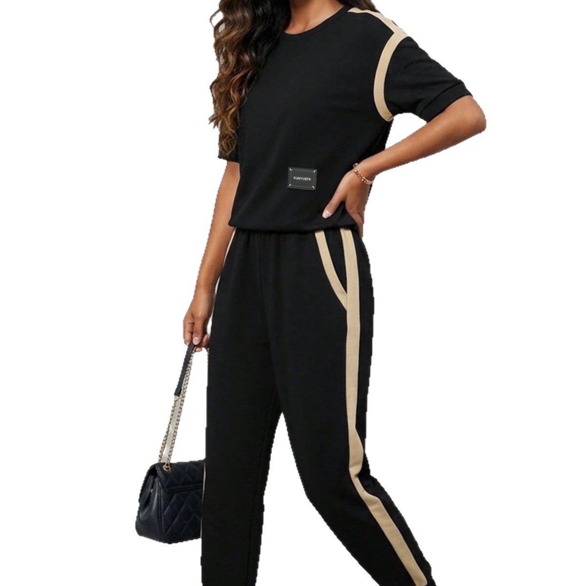 Spot Goods Women's Spring/Summer Short Sleeved Two Piece Set Fashion Trendy Casual Outfit_ecoleips.com