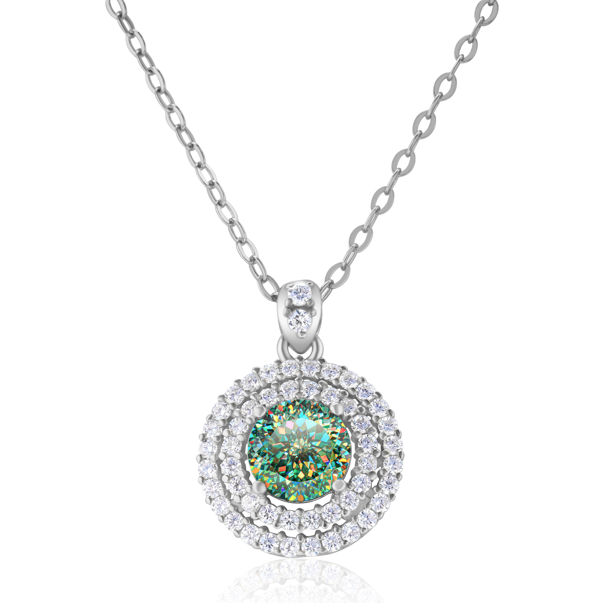 1 quilates collar azul verde negro collar de piedra de moissanita con certificado GRA collar dorado collar de plata esterlina