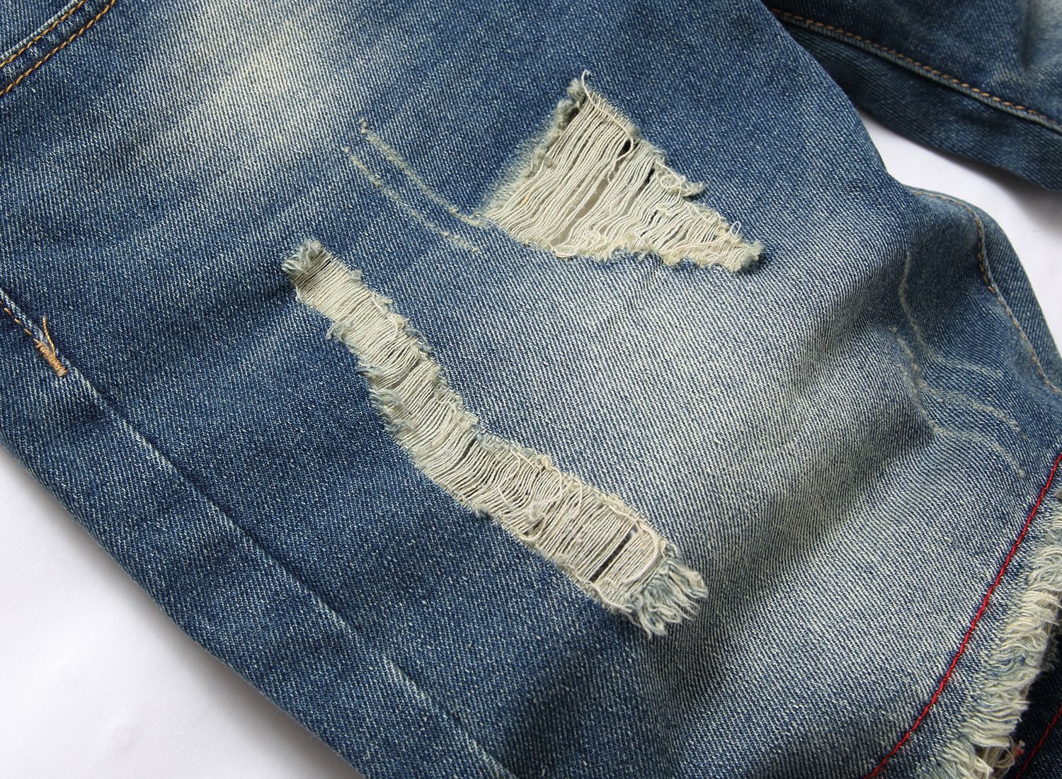 Men's Clothing Ripped Denim Shorts New Style Distressed Patches Capri Pants Supply_mkmklike.com