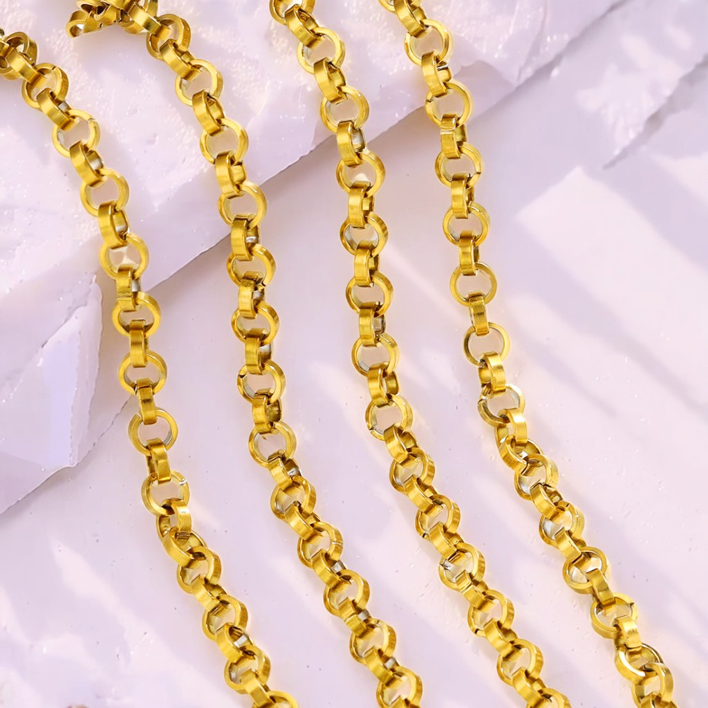 Acero inoxidable Hip Hop Heavy Metal 6mm cadena DIY acero titanio cadena de moda europea y americana cadena de bolsos semiacabados cadena hecha a mano