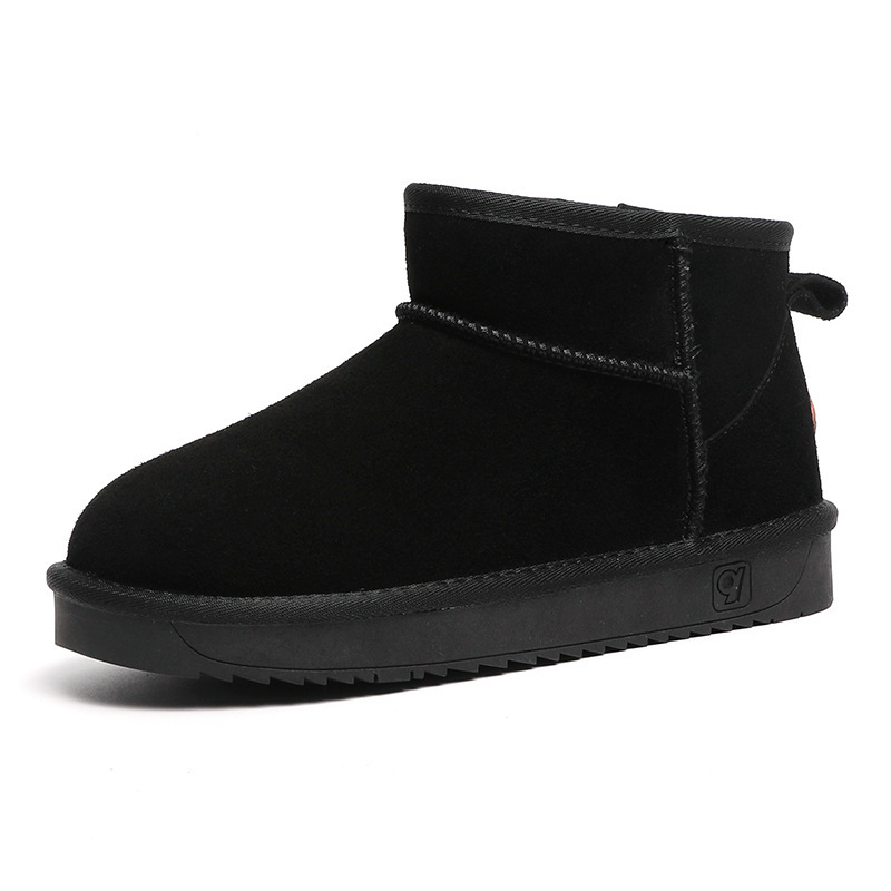 Botas de nieve de invierno de lana de mujer con cachemira de piel de vaca con base gruesa anti-deslizante y alta calentamiento botas de algodón zapatos de algodón