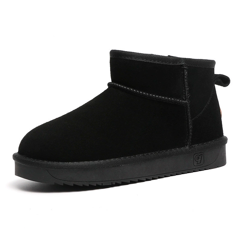 Winter fleece leather non-slip high keep warm boots platform
