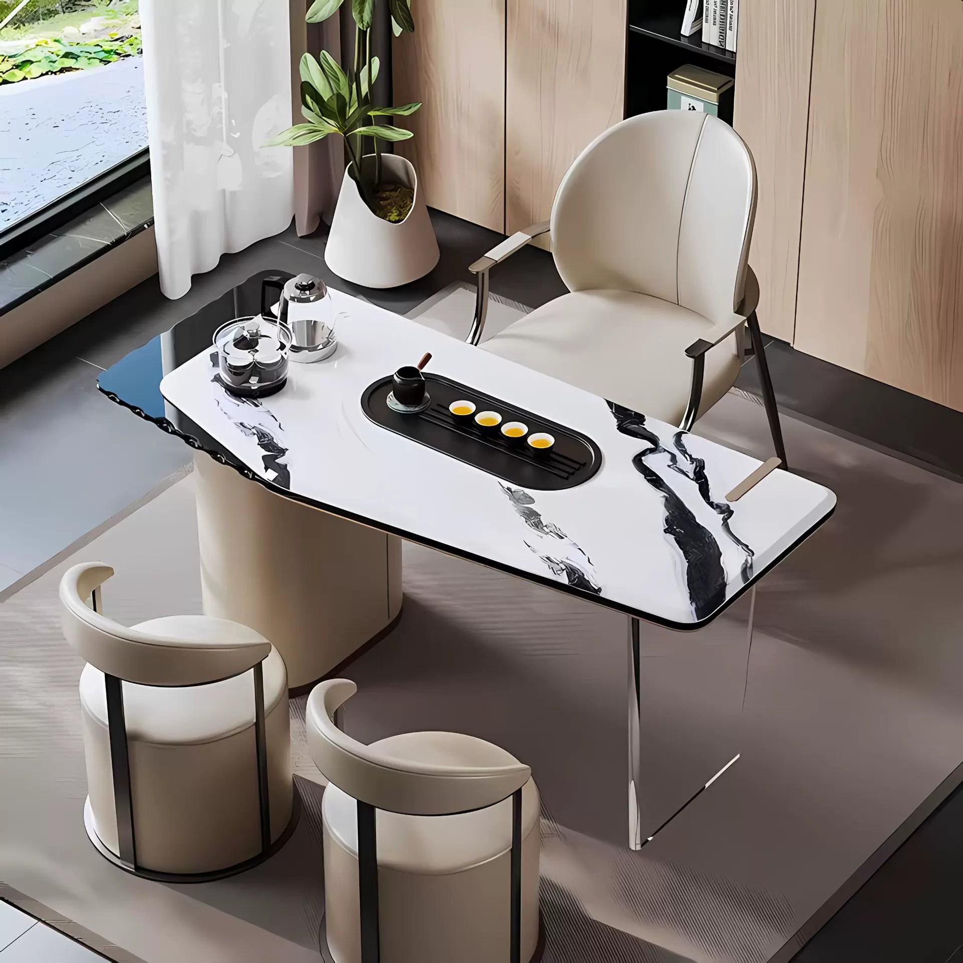 月销千件现代轻奢茶台泡茶一体商用茶室接待经典简约办公室茶桌