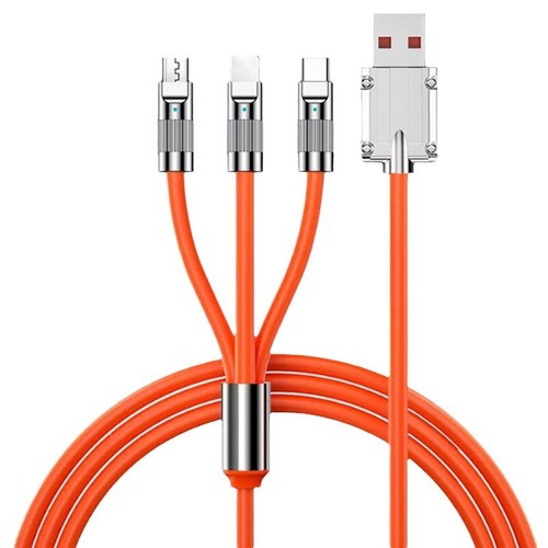 120W zinc alloy one-to-three data cable for Apple and Android TYPE-C three-in-one charging cable for fast charging