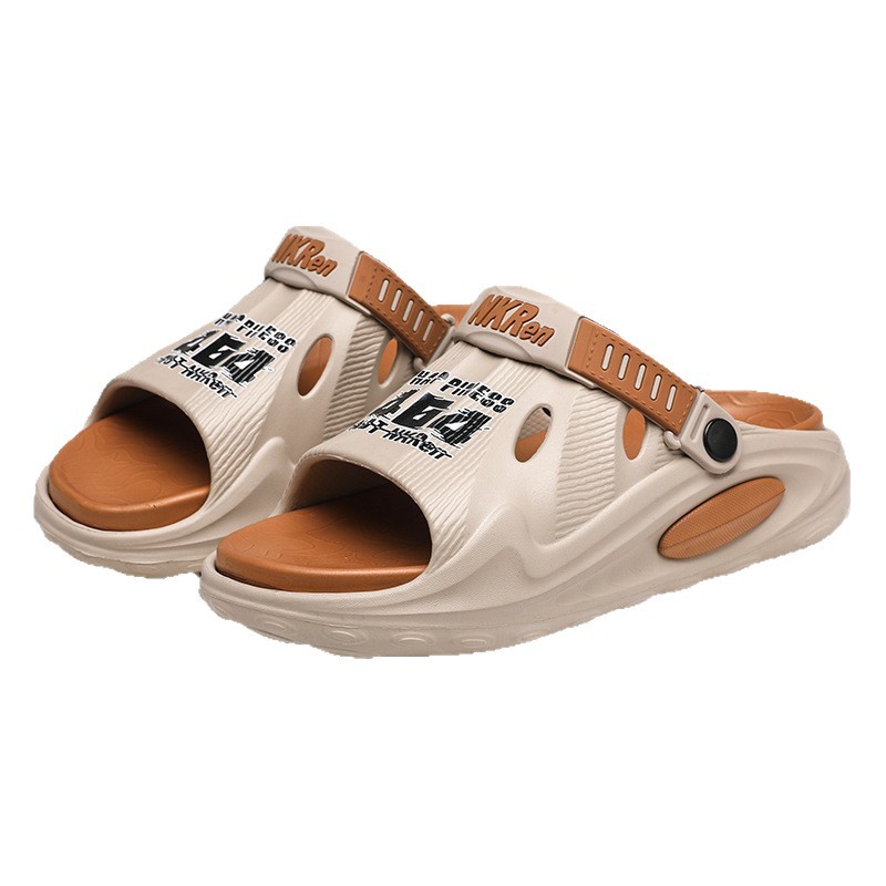 Zapatillas de suela gruesa para hombre verano 2025 nuevo estilo antideslizante interior y exterior con chanclas casuales y ligeras sandalias de playa de dos desgaste