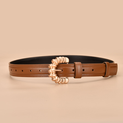 Women's Belt Irregular Letter Buckle Simple Belt Real Cowhide Korean Version Versatile Women's Belt Manufacturer Wholesale