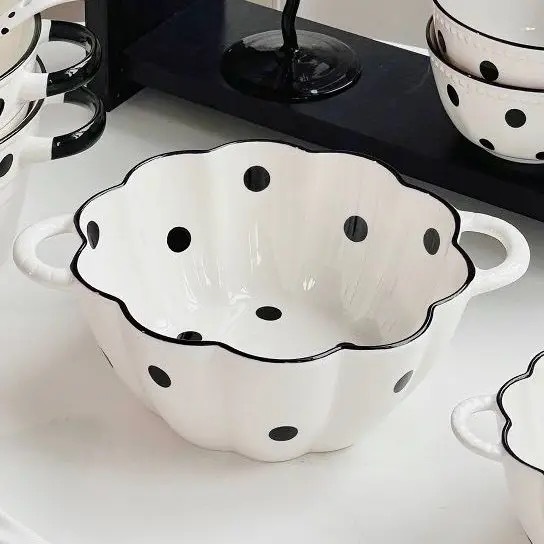 【 8inch 】프렌치 폴카 도트 1.4L 호박 그릇