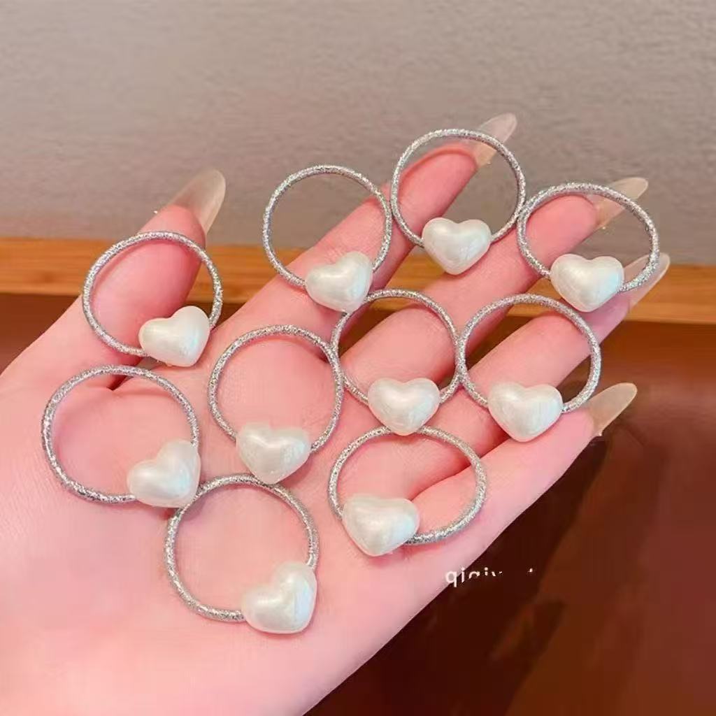 Anillo de cabello para niños plata de alto nivel amor acornamiento de cabello de cabello de niñas atar el cabello correa pequeña no lastimar el cabello de cabello