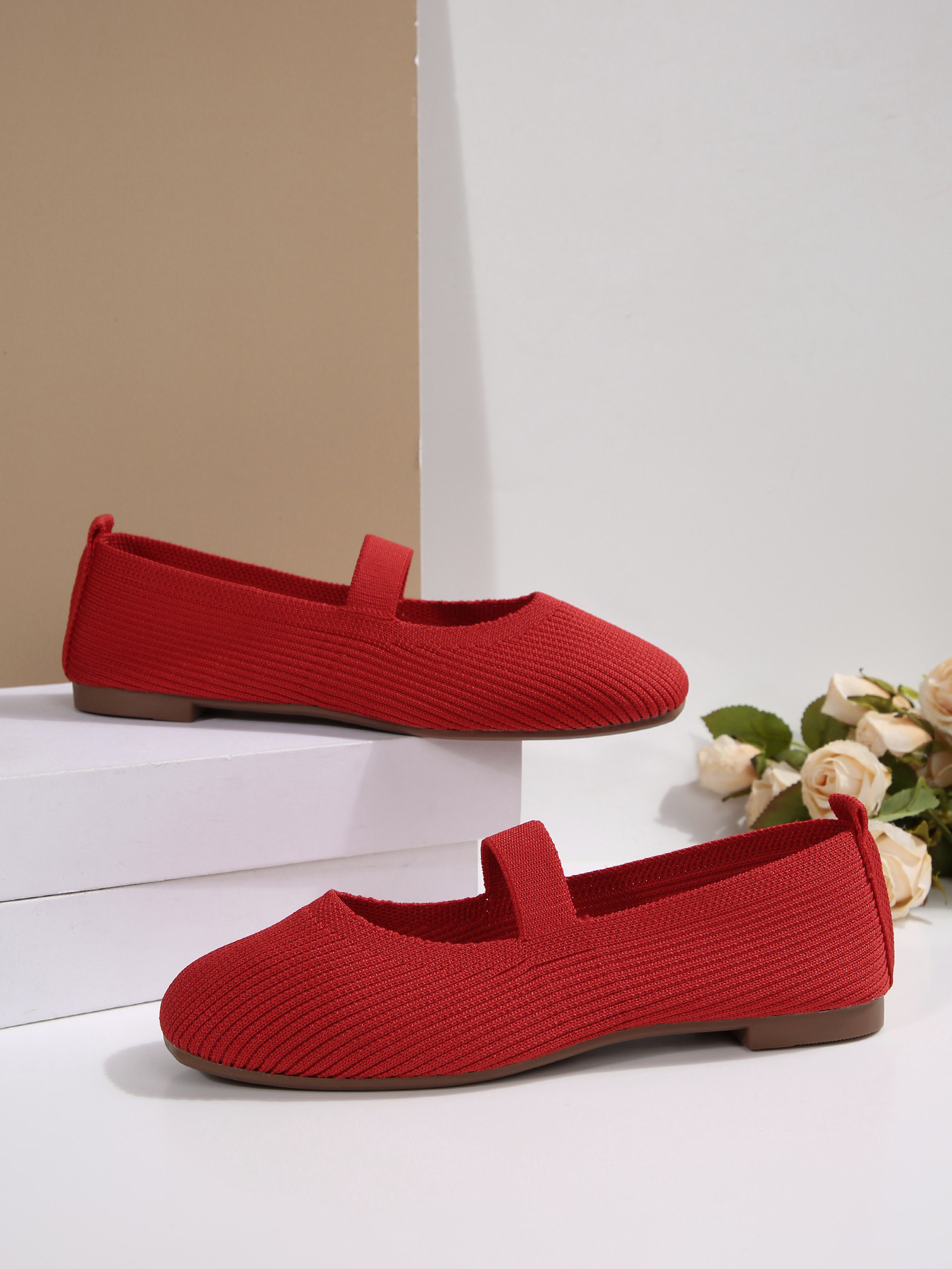 Women's Flat Knit Loafers Breathable Casual Slip On Shoes Low Cut Plus Size Autumn New Style_vogvips.com