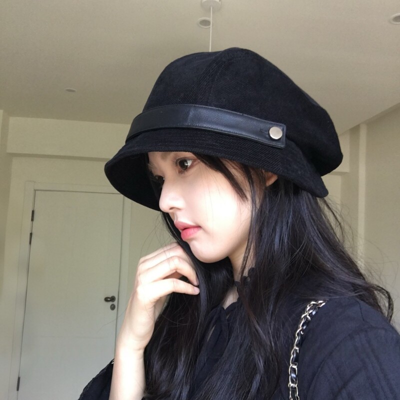 高品质灯芯绒渔夫帽子女秋冬季新款休闲百搭显脸小一帽多戴小礼帽|undefined