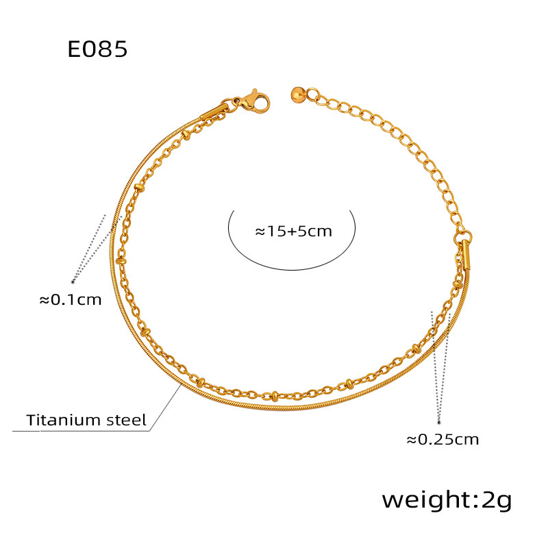 6g Weight PVD Coated Real Gold Plated Solid Color Titanium Steel Casual Simple Style Waterproof Non Tarnish Titanium Steel Bracelets