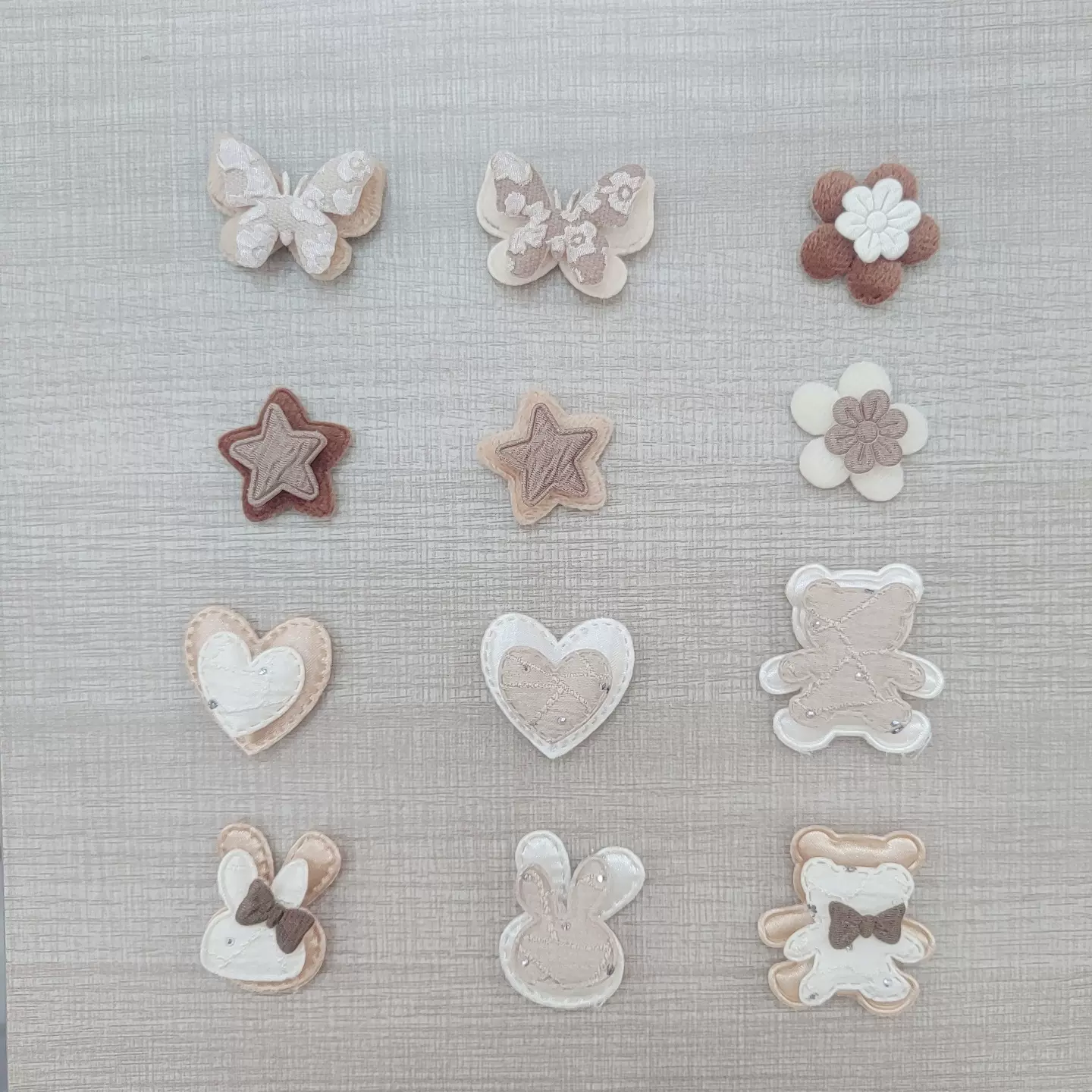 米咖奶茶色可爱蝴蝶结爱心超声波压花配件diy服装鞋帽头饰配饰