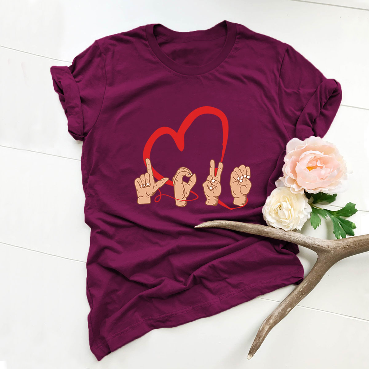 Camiseta con estampado de corazón de San Valentín NSSN27616