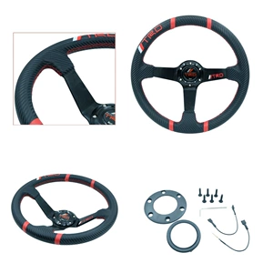 Hot-Selling 14inch Trd Car Modification Quick-Release Steering Wheel Universal Carbon Pattern Deep Concave Racing Steering Wheel
