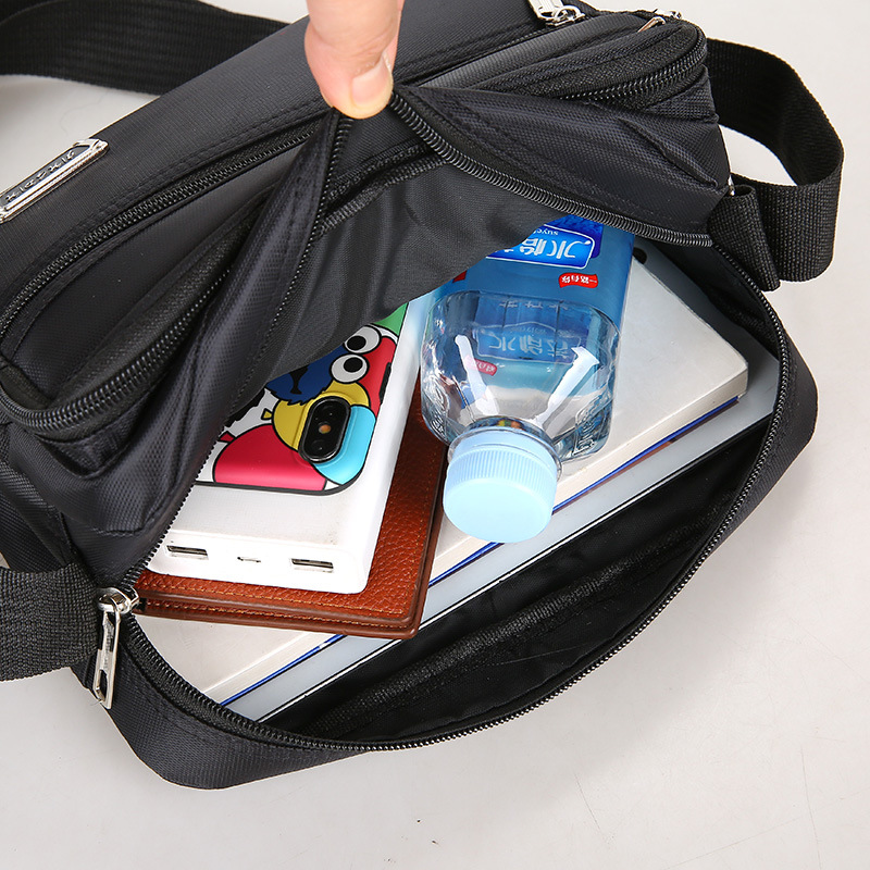 Seis capas de estilo coreano bolso de hombro de los hombres de viaje casual todo partido moda logotipo imprimible impermeable negocio de recogida de dinero bolso de hombro