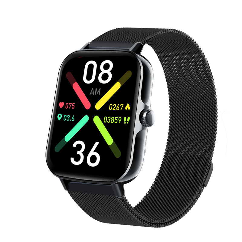 Nueva F107 glucosa en sangre reloj inteligente temperatura corporal llamada bluetooth presión arterial oxígeno en la sangre asistente de voz ritmo cardíaco pulsera deportiva