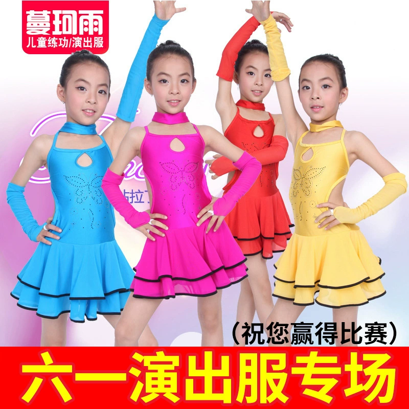 Распродажа детской юбки для латинских танцев, детская одежда для выступлений, танцевальная одежда для девочек, детская одежда для тренировок с длинными рукавами