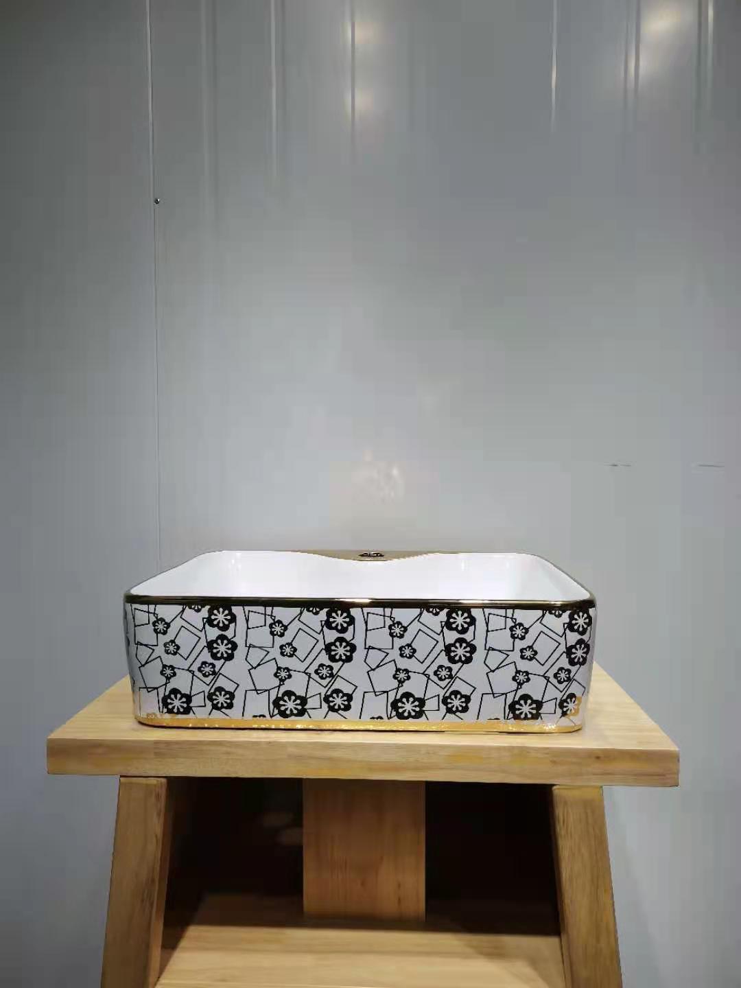 Mesa redonda cuenca balcón cuadrado lavabo de cerámica lavabo de color lavabo de oro Cuenca del arte