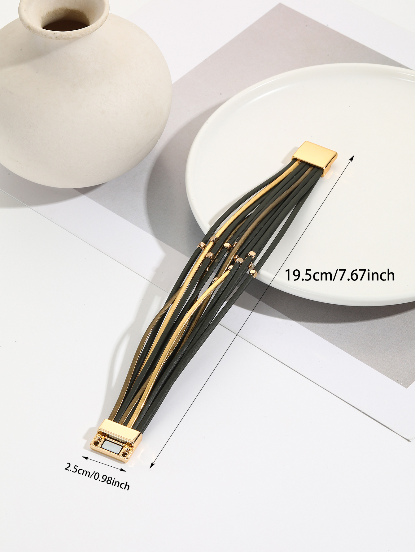 Pu Leather Material Geometric Pattern Simple Style Geometric Pu Leather Women's Bracelets