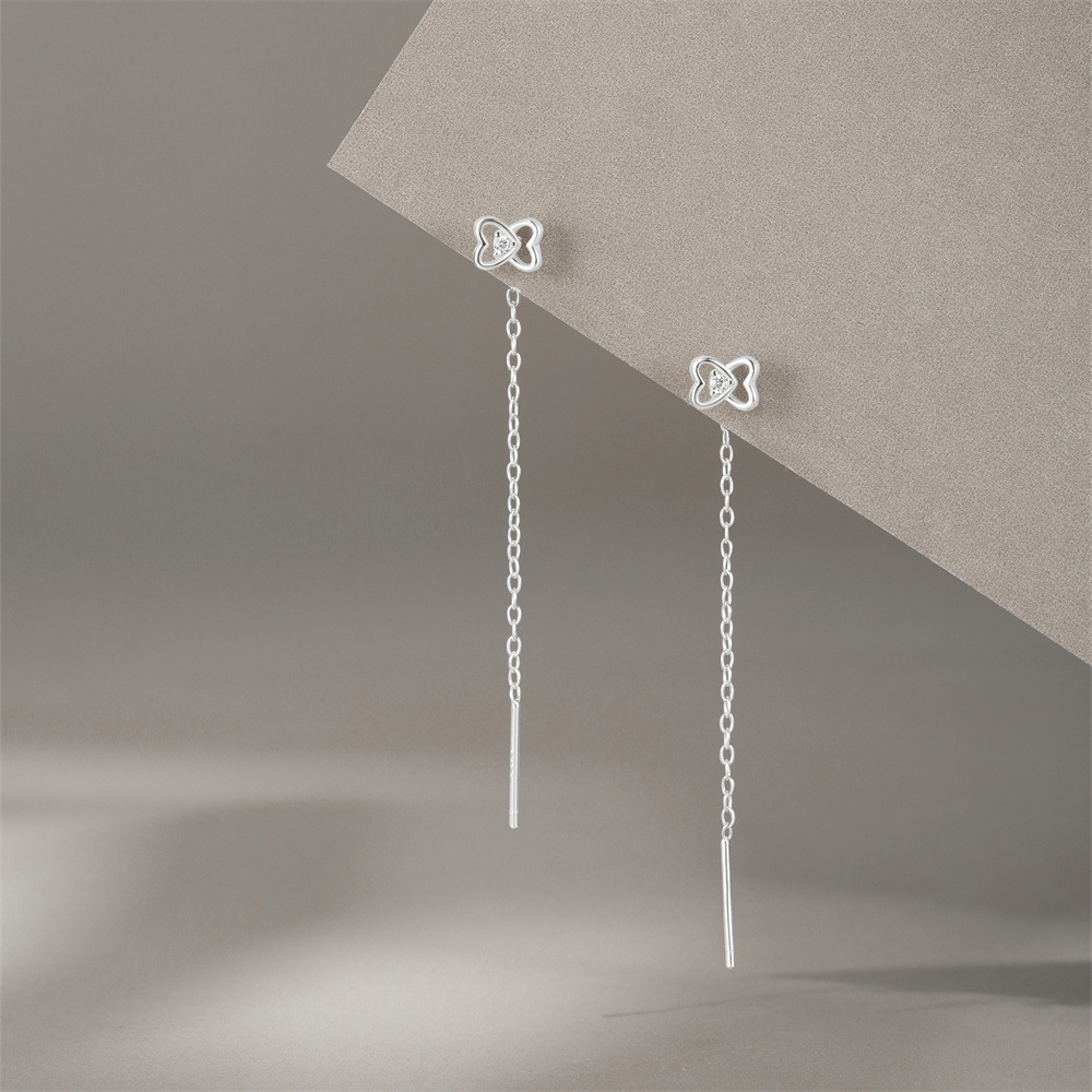 2g Weight 925 Sterling Silver Ear Needle Material Zircon Inlay Material Drop Earrings Classification 1 Pair Quantity Holiday, Banquet, Daily Occasion 925 Sterling Silver Material Geometric Pattern Women's Gender Tassel, Plating Design Simple Style Style 1 Pair 925 Sterling Silver Zircon Geometric Drop Earrings 18