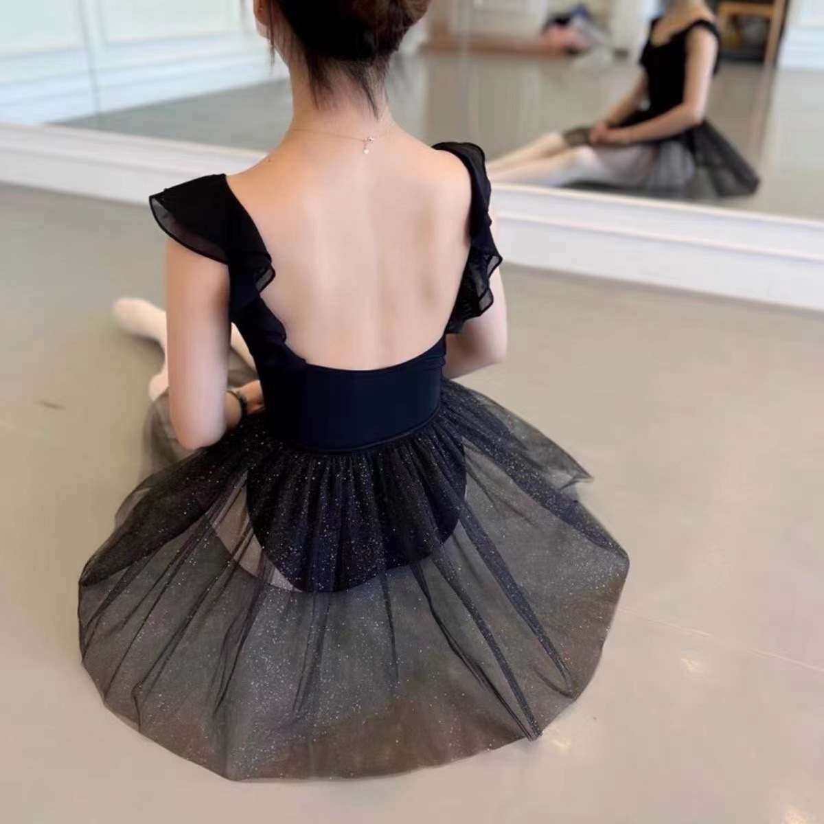 Ballet Practice Clothes, One-Piece Ruffled Body Suits, Dance Performance Clothes, Gymnastics Clothes, Female Adult Basic Training Clothes