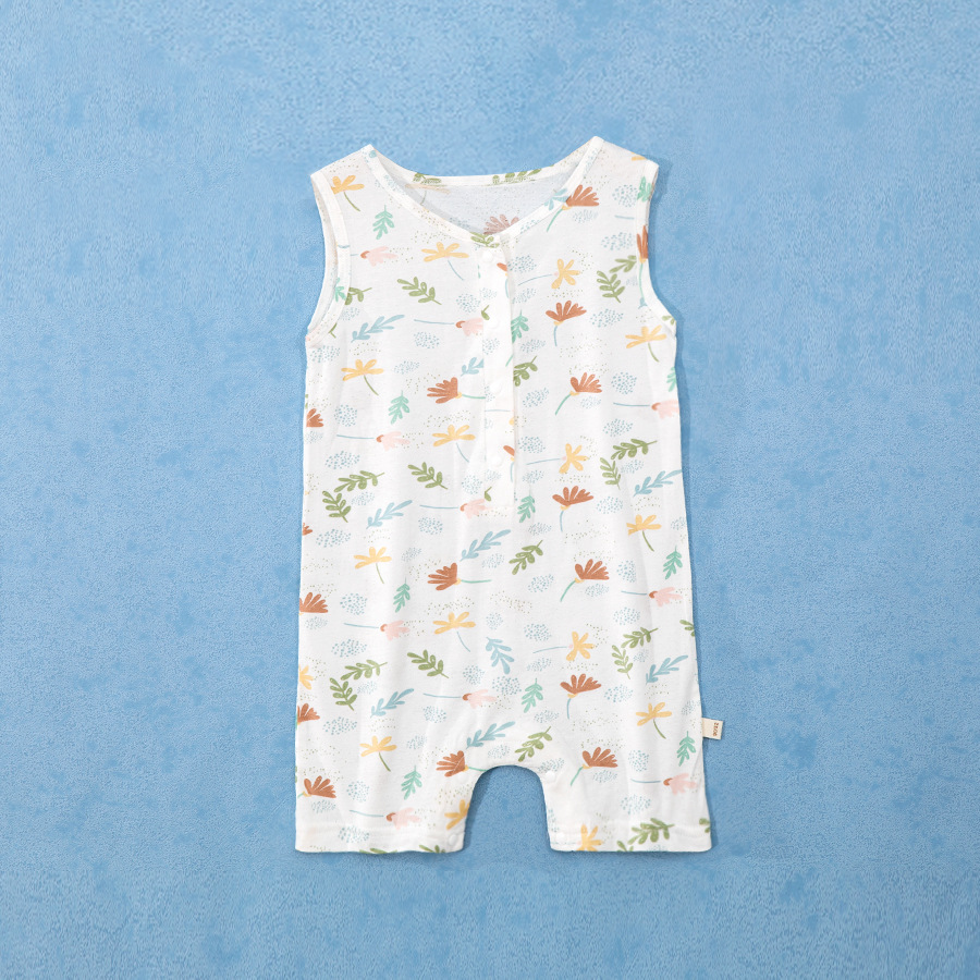 Ropa de verano para bebés, mono fino de algodón de bambú, ropa de aire acondicionado para bebés, ropa de escalada, ropa de manga corta de estilo nórdico