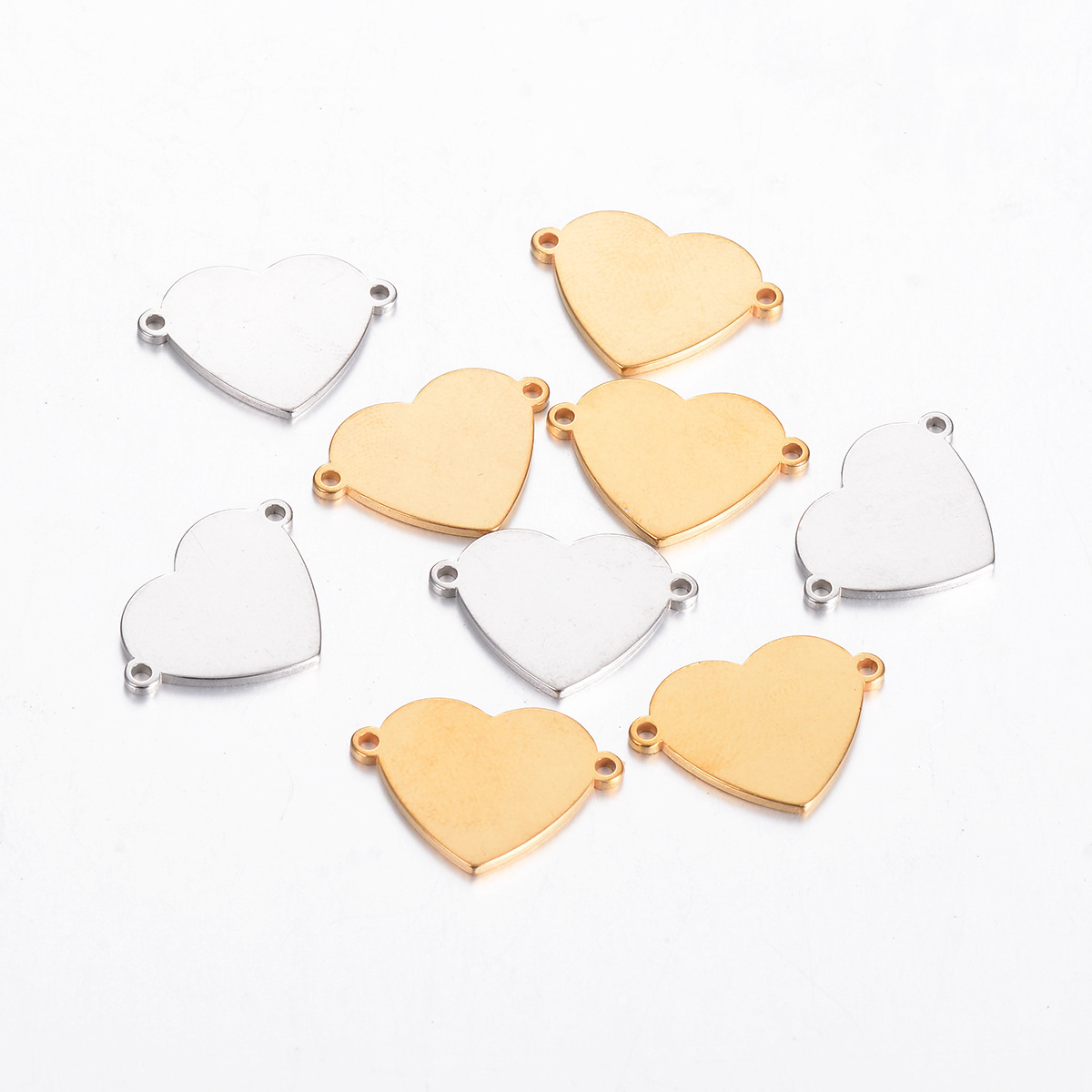 10 PCS/Package Quantity 10 PCS/Package 13*18mm 304 Stainless Steel Customization Laser Engraving Heart Shape Pendant DIY Jewelry Accessories
