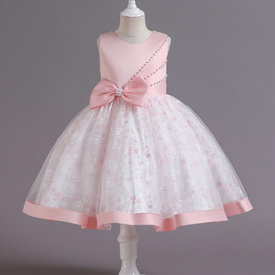 Cross-border children's dress flower girl's wedding princess dress girl's birthday one-year-old dress piano performance dress