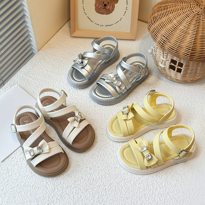 Детские летние босоножки для девочек 2025, новые, принцессы, повседневные, милые, универсальные, пляжные