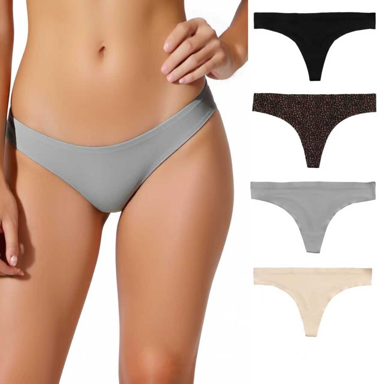 Comercio exterior transfronterizo de color sólido leopardo hielo sin marcas pantalones íntimas femeninas delgadas y transpirables pantalones íntimas de damas al por mayor