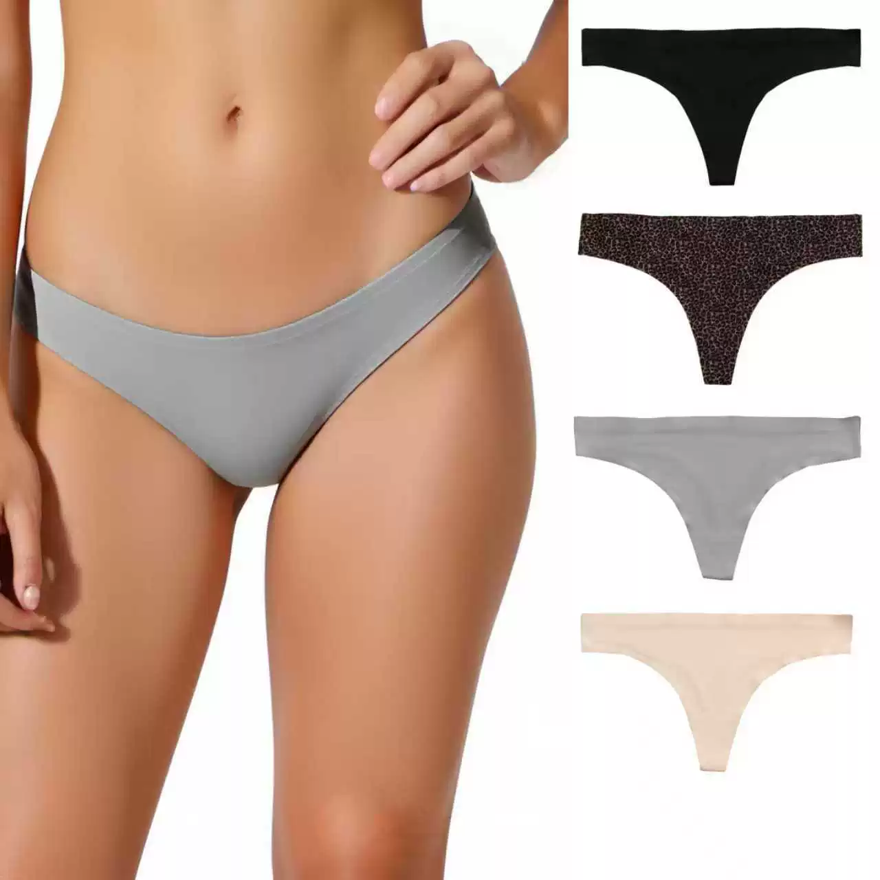 Трансграничная внешняя торговля сплошной цвет леопардового цвета ледяной шелк без следов трусики женские сексуальные тонкие дышащие большие размеры женские трусики оптом